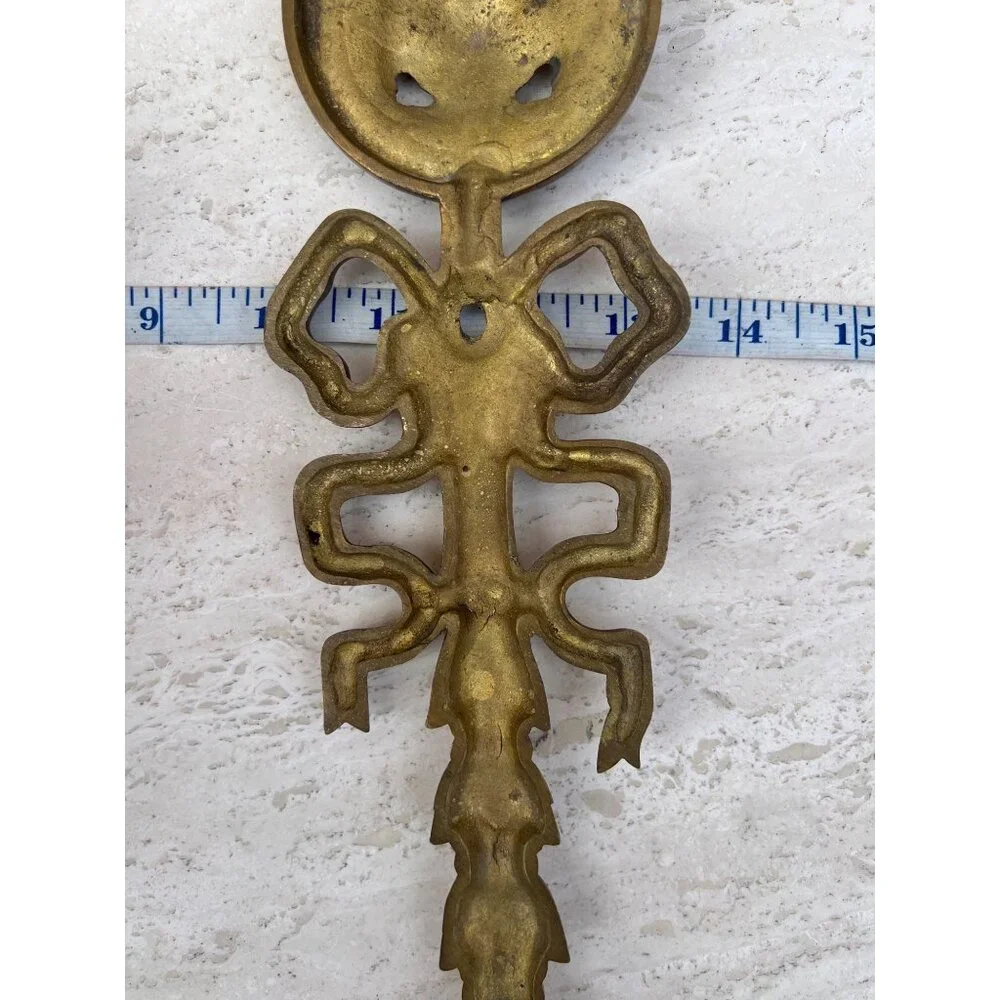 Brass Wall Ornament Bow VTG 16” Decor Chateau Chic Traditional French Country
